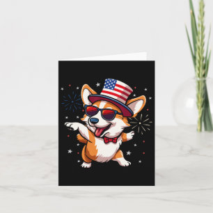 Carte Chien Drapeau Américain Patriotique Corgi Danser U