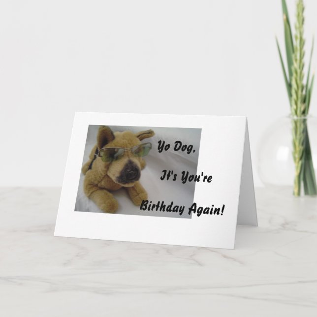 Carte Chien drôle dans les lunettes de soleil (Devant)