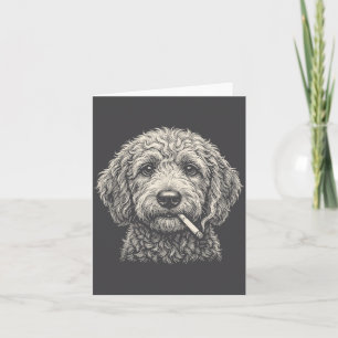 Carte Chien drôle fumant une cigarette Golden Doodle