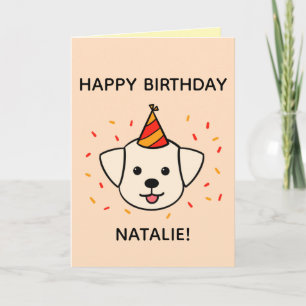 Carte Chien du Labrador Anniversaire orange et rouge p