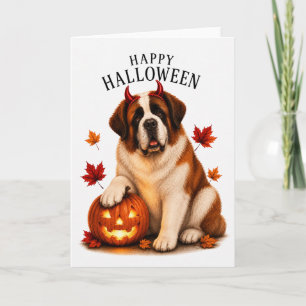 Carte Chien du Saint-Bernard Halloween Diable