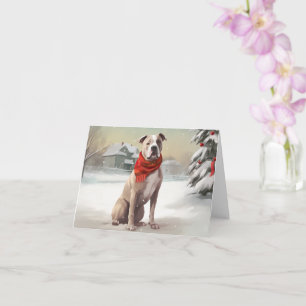 Carte Chien du Staffordshire américain à Noël de neige