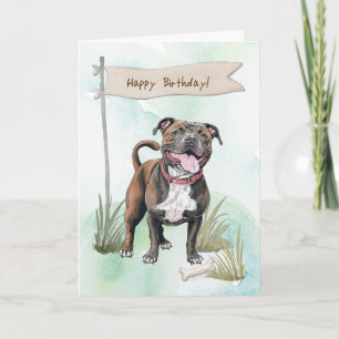Carte Chien du Staffordshire Bull Terrier sous signe d'a