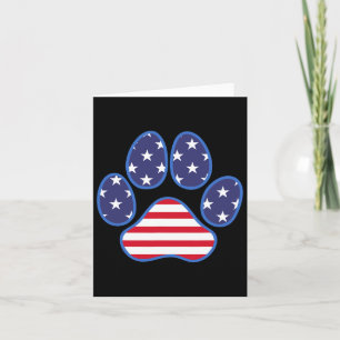 Carte Chien Empreinte de patte Chat 4 juillet Drapeau Am