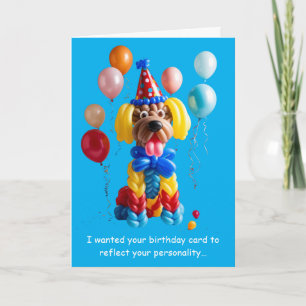 Carte Chien en Ballon Drôle Anniversaire Humour Amis