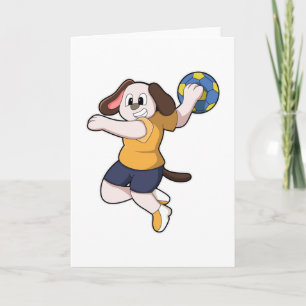 Carte Chien en en tant que joueur de handball avec Handb