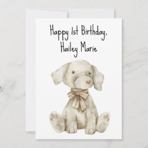 Carte Chien en farci de premier anniversaire personnalis
