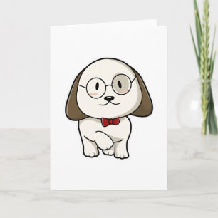 Carte Chien en marié avec cravate et lunettes