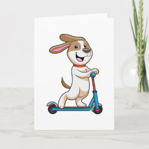Carte Chien en motard avec scooter