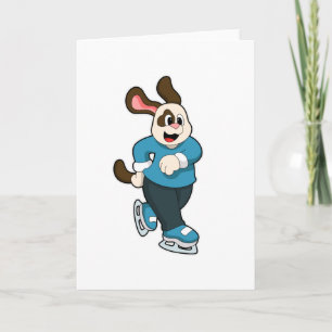 Carte Chien en patin à glace avec des patins à glace