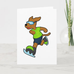 Carte Chien en patinage artistique avec lunettes