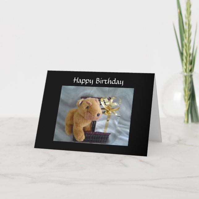 Carte Chien en peluche avec cadeau (Devant)
