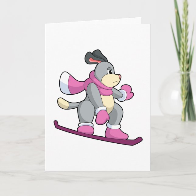 Carte Chien en planchiste avec son snowboard (Devant)