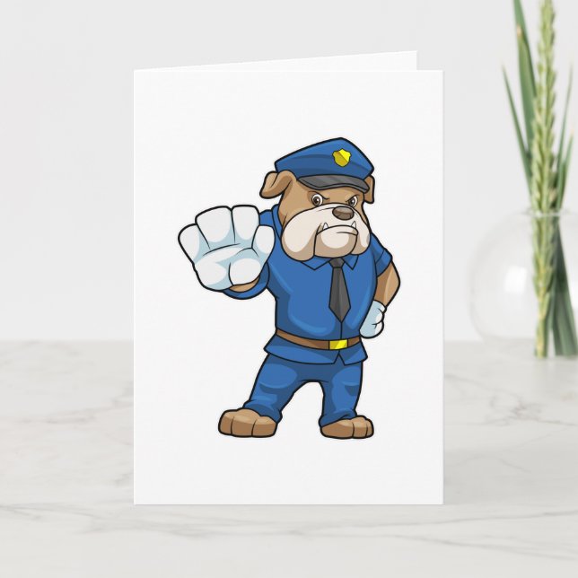 Carte Chien en policier avec uniforme de police (Devant)