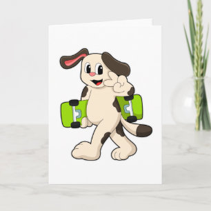 Carte Chien en skateur avec planche à roulettes