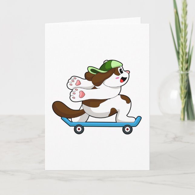 Carte Chien en skateur avec skateboard (Devant)