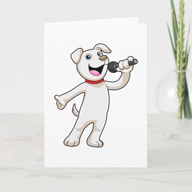 Carte Chien en tant que chanteur avec microphone (Devant)