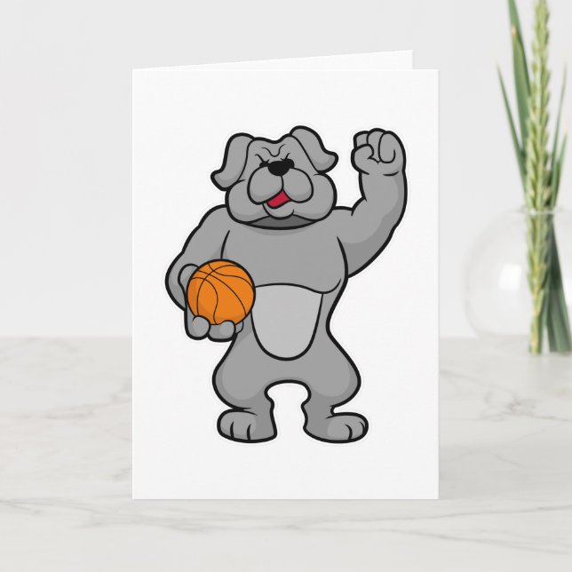Carte Chien en tant que joueur de basket-ball avec ballo (Devant)