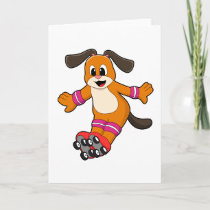 Carte Chien en tant que patineur avec des patins en lign