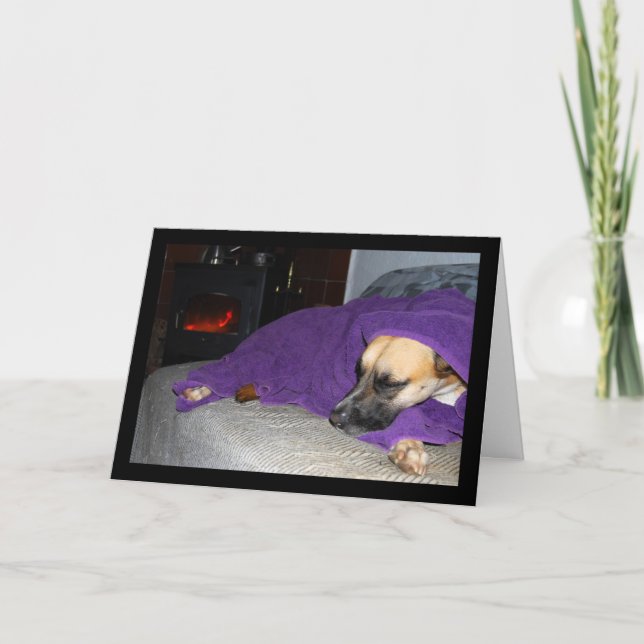 Carte Chien endormi près de la cheminée (Devant)
