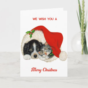 Carte Chien Et Chat De Noël