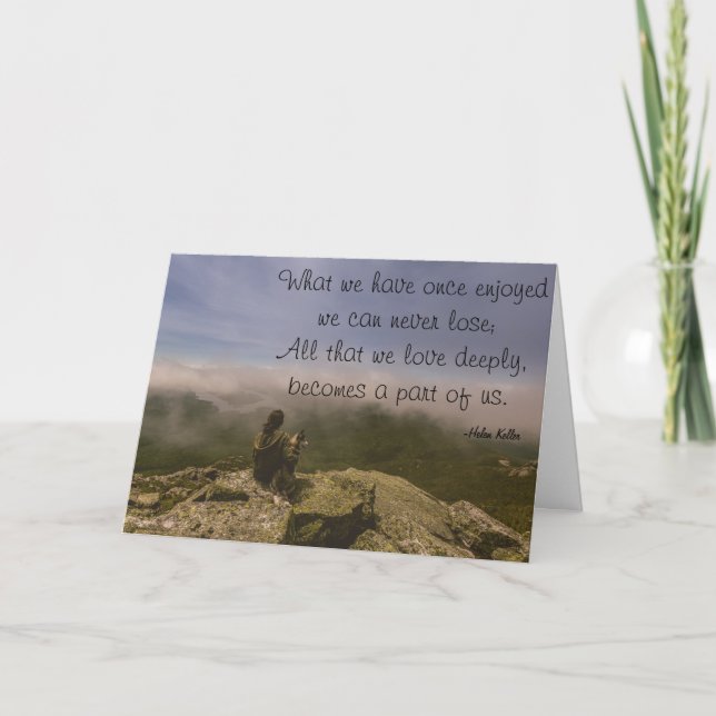 Carte Chien et femme sur une falaise rocheuse (Devant)