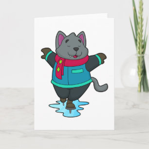 Carte Chien faisant du patin à glace avec des patins à g
