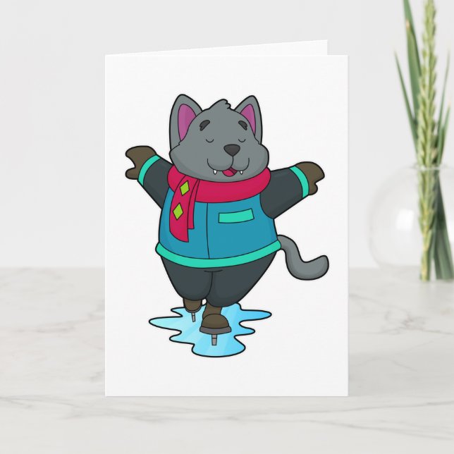 Carte Chien faisant du patin à glace avec des patins à g (Devant)