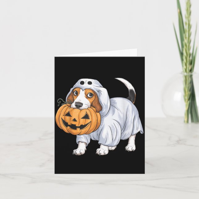 Carte Chien fantôme Beagle Halloween (Devant)