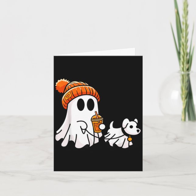 Carte Chien fantôme drôle de costume d'Halloween (Devant)