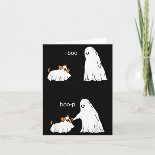 Carte Chien fantôme mignon Corgi Halloween Boo Boop Drôl