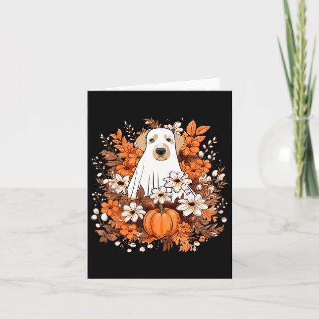 Carte Chien fantôme mignon d'automne avec Halloween de c (Devant)