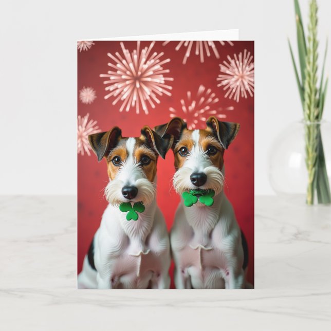 Carte Chien Feux d'Artifice Rouges (Devant)