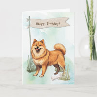 Chien finlandais Spitz à l'extérieur sous le signe