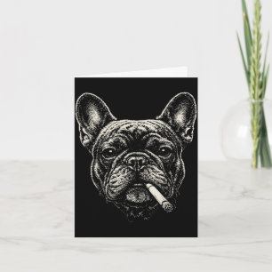 Carte Chien fumant une cigarette drôle de bouledogue fra