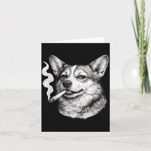 Carte Chien fumant une cigarette mème drôle de corgi pou