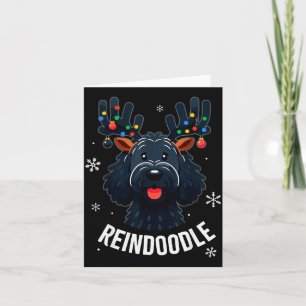 Carte Chien gribouillé noir Reindoodle Renne Doodle Chri