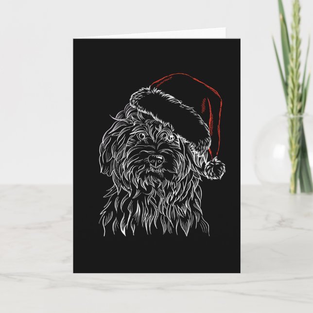 Carte Chien Havanais Chapeau de Père Noël (Devant)