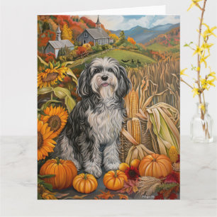 Carte Chien Havanais Récolte d'Automne Action de Grâce
