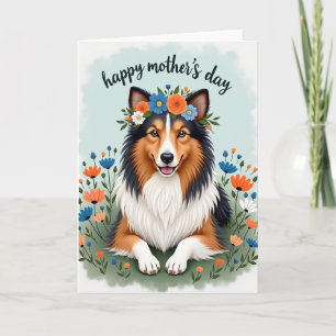 Carte Chien Heureux Couronne Florale
