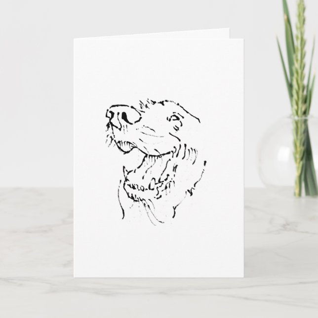 Carte Chien Heureux Retriever Doré, Illustration à l'enc (Devant)