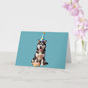 Carte Chien Husky Birthday