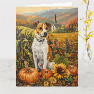 Carte Chien Jack Russell Récolte d'automne Action de grâ