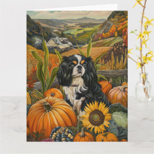 Carte Chien Japonais Chin Automne Récolte Action de Grâc