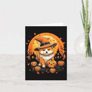 Carte Chien Jindo Sorcière Halloween Effrayant