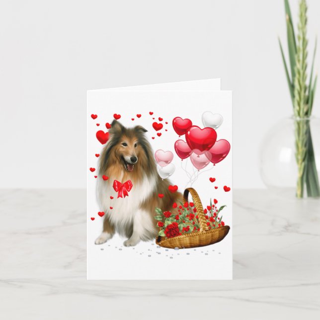 Carte Chien Jour de la Saint-Valentin Heureux Collie Rug (Devant)