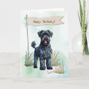 Carte Chien Kerry Blue Terrier sous signe d'anniversaire