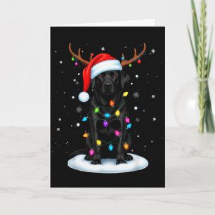 Carte Chien Lab Labrador Noël Renne Lumières P