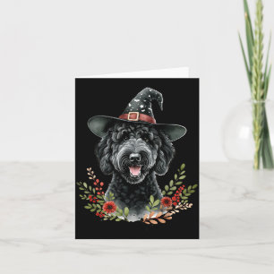 Carte Chien Labradoodle noir Halloween aquarelle