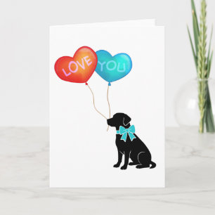 Carte Chien Labrador avec ballons LOVE YOU